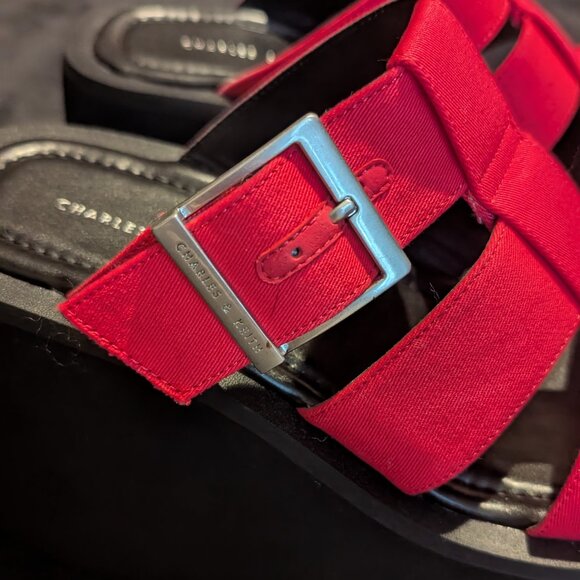 NWOT ASOS Charles & Keith Caged Wedge Sandals Bright Pink Platform Sandals EU:37 - Picture 3 of 9